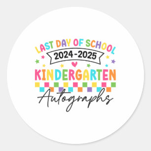 Letzter Tag der Autographie Kindergarten Graduat Runder Aufkleber