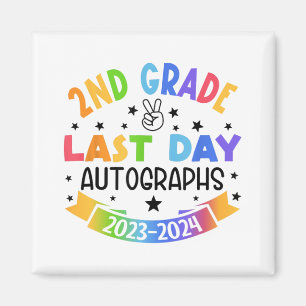Letzter Tag der Schule Autograph 2nd Grade Abschlu Magnet