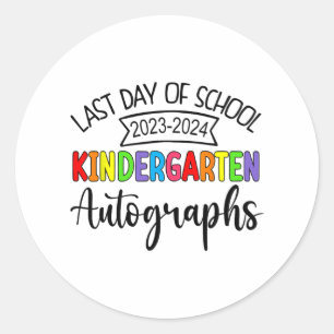Letzter Tag der Schule Autograph Kindergarten Grad Runder Aufkleber