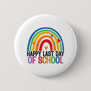 Letzter Tag der Schule Rainbow-Lehrer Schulende En Button