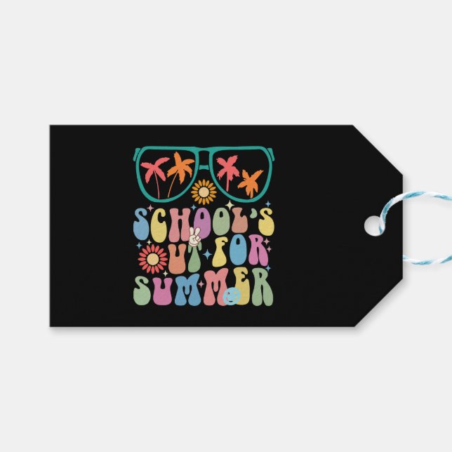 Letzter Tag der Schule: Sommerliche Sommerferien Geschenkanhänger (Vorderseite (Horizontal))