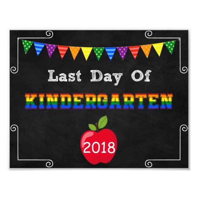 Letzter Tag des Kindergartens Editable Sign Fotodruck (Vorne)