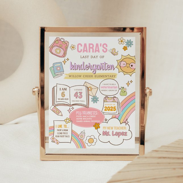 Letzter Tag Zurück zur Schuldirektorabteilung Poster (Back to School Last Day Board Sign)