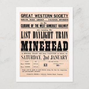 Letzter Tageszug nach Minehead Großbritannien Postkarte