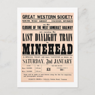 Letzter Tageszug nach Minehead Großbritannien Postkarte