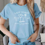 Letzter Toast am Junggeselinnen-Abschied am Strand T-Shirt<br><div class="desc">Machen Sie sich bereit, Wellen mit diesem bezaubernden Junggeselinnen-Abschied Shirt! Ob Sie am Strand treffen oder die Stadt rot bemalt, dieses Shirt ist das perfekte Accessoire für Ihre letzte Feier an der Küste, bevor Sie den Knoten knüpfen. Mit seinem lustigen und eingängigen Slogan "Letzter Toast an der Küste", werden Sie...</div>