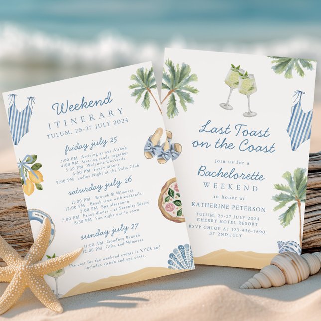 Letzter Toast am Junggeselinnen-Abschied der Küste Einladung (Von Creator hochgeladen)