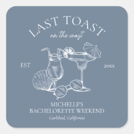 Letzter Toast am Junggeselinnen-Abschied der Küste Quadratischer Aufkleber