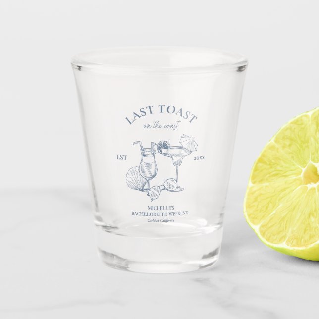 Letzter Toast am Junggeselinnen-Abschied der Küste Schnapsglas (Vorderseite)