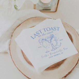 Letzter Toast am Junggeselinnen-Abschied der Küste Serviette