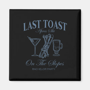 Letzter Toast an den Hängen Chelor Skifahren Braut Magnet