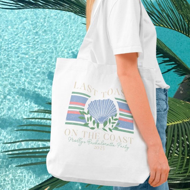 Letzter Toast an der Küste - Bachelorette Nautic Tragetasche (Last Toast on the Coast tote bag with modern serif font – perfect for bridal celebrations!)