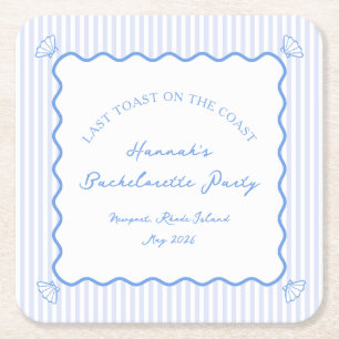 Letzter Toast an der Küste Blau Junggesellinnenabs Rechteckiger Pappuntersetzer