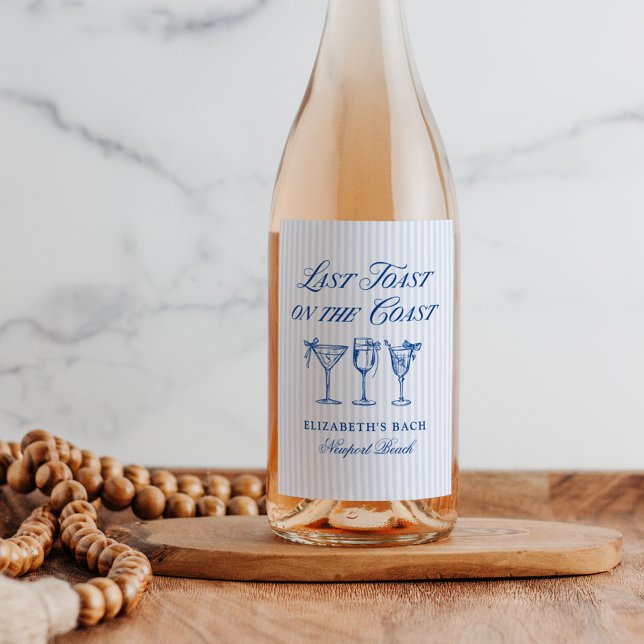 Letzter Toast an der Küste Elegante handgezeichnet Weinetikett (Von Creator hochgeladen)