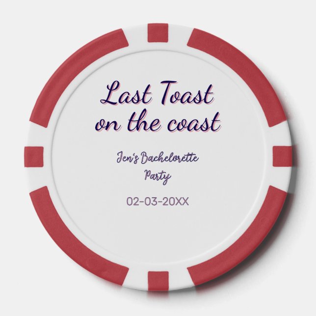 LETZTER TOAST AN DER KÜSTE JUNGGESELLINNEN-ABSCHIE POKERCHIPS (Vorderseite)