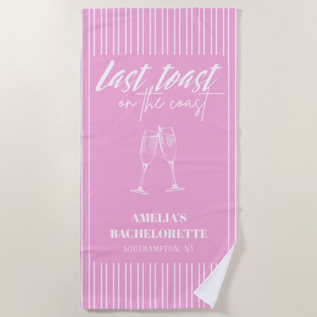 Letzter Toast an der Küste Rosa Junggeselinnen-Abs Strandtuch (Vorderseite)