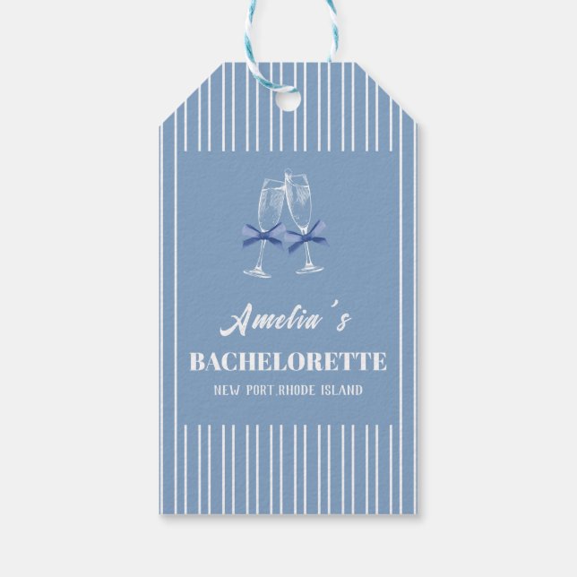 Letzter Toast auf der Küste blauen Bachelorette Em Geschenkanhänger (Rückseite)
