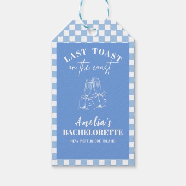 Letzter Toast auf der Küste blauen Bachelorette Ge Geschenkanhänger (Vorderseite)