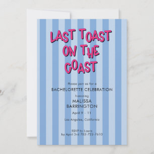 Letzter Toast Blue Striping Bachelorette mit QR-Co Einladung