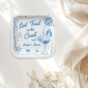Letzter Toast Coast Beach Blue Junggeselinnen-Absc Pappteller