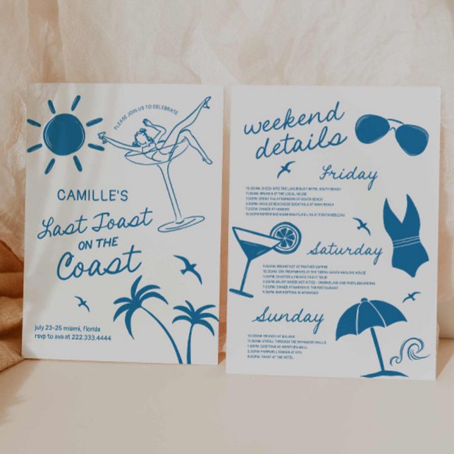 Letzter Toast Hand Gezeichnet Bachelorette Bash Ei Einladung (Seaside bachelorette bash invitation)