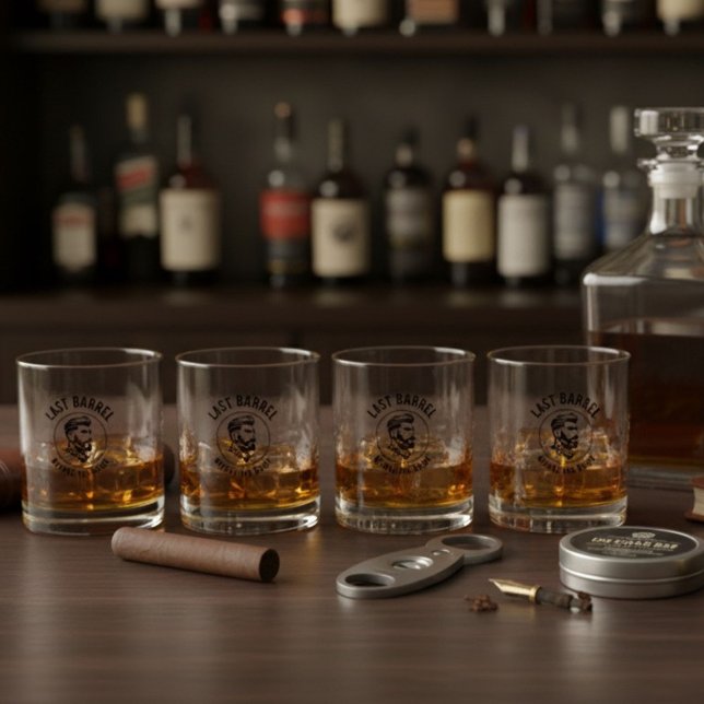 Letzter Tropfen vor der Junggesellenabschiedsparty Whiskyglas (Last Barrel Before the Bride Bachelor Party Whiskey Glass)