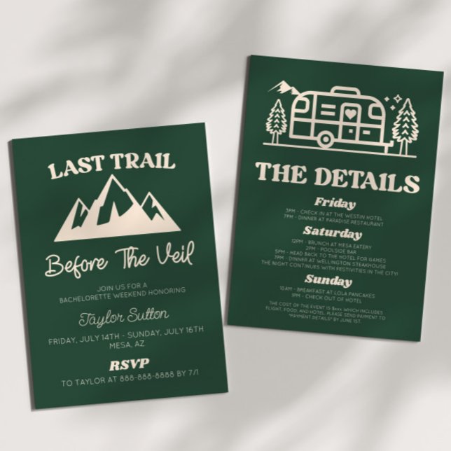 Letzter Weg vor dem Veil Bachelorette Wochenende Einladung (Von Creator hochgeladen)