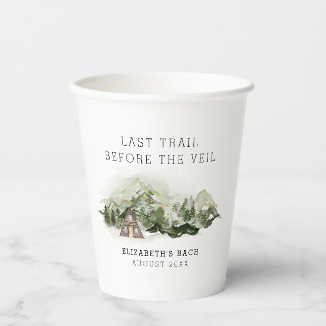 Letzter Weg vor dem Veil Bachelorette Wochenende Pappbecher (Vorderseite)