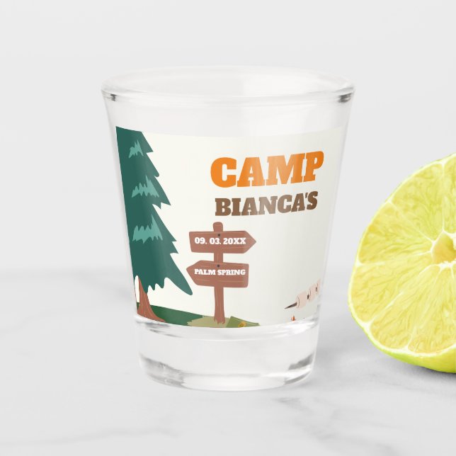 Letzter Weg vor dem Veil Camp Bachelorette Schnapsglas (Vorderseite)