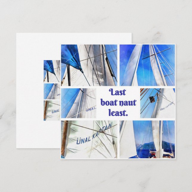 Letztes Boot Naut Least Puff künstlerische weiße S Save The Date (Vorne/Hinten)