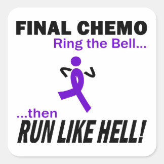 Letztes Chemo läuft wie Hell - Violet Ribbon Quadratischer Aufkleber
