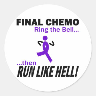 Letztes Chemo läuft wie Hell - Violet Ribbon Runder Aufkleber