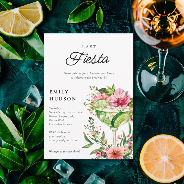 Letztes Fiesta Margarita Floral Brautparty Einladung (Von Creator hochgeladen)