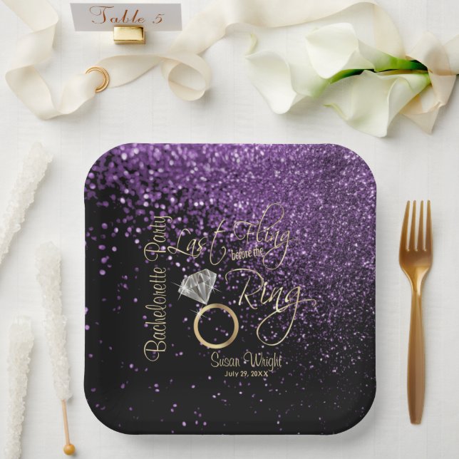 Letztes Fling vor dem Ring Bachelorette Lila Pappteller (Hochzeit)