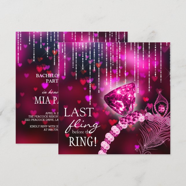 Letztes Flug vor dem Ring Bachelorette Rosa Ring Einladung (Vorne/Hinten)