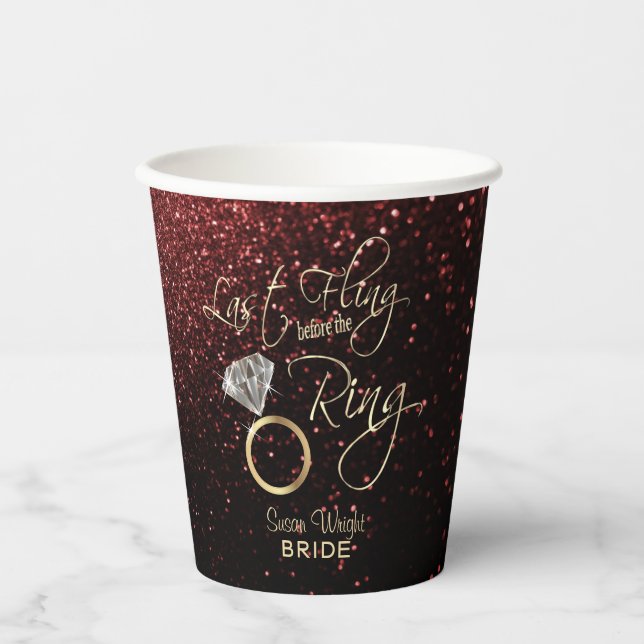 Letztes Flug vor dem Ring Bachelorette - Rot Pappbecher (Vorderseite)