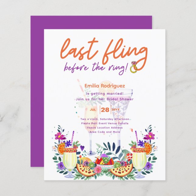 Letztes Flug vor dem Ring Cocktails Brautparty (Vorne/Hinten)