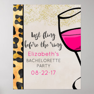Letztes Flug vor dem Ring Wild Print Bachelorette Poster