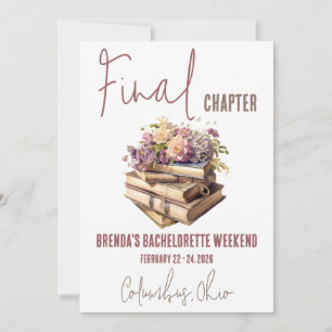 Letztes Kapitel: Buch Themed Bachelorette Wochenen Einladung
