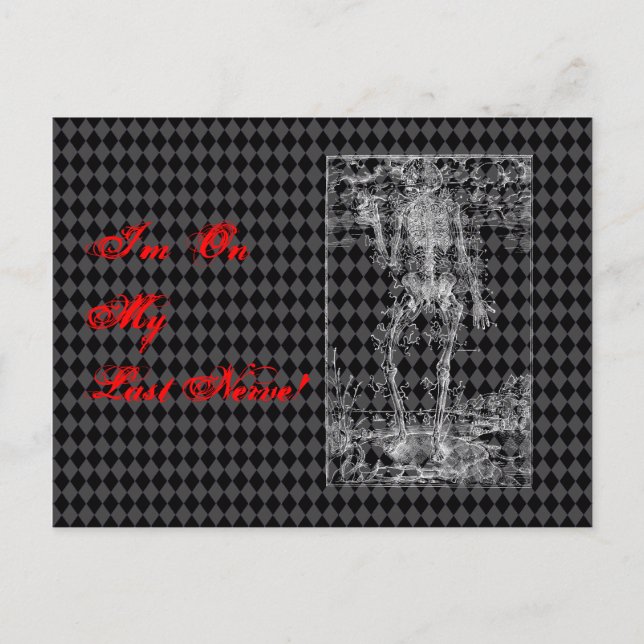 Letztes Nerv - Halloween Skelett Postkarte (Vorderseite)