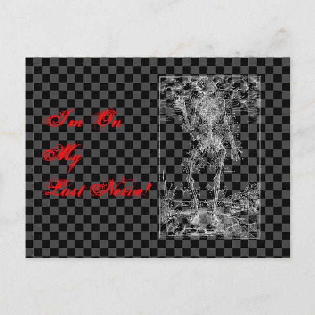 Letztes Nerv - Halloween Skelett Postkarte (Vorderseite)