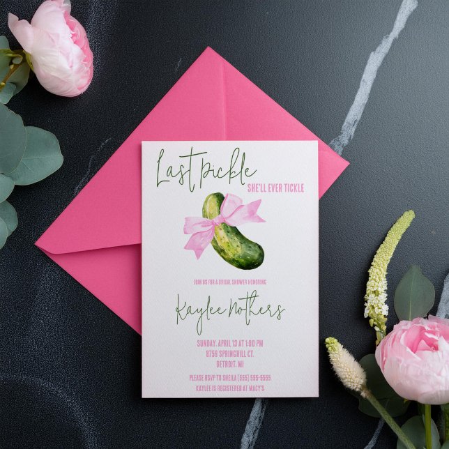 Letztes Pickle Sie wird immer kitzeln Brautparty Einladung (Von Creator hochgeladen)