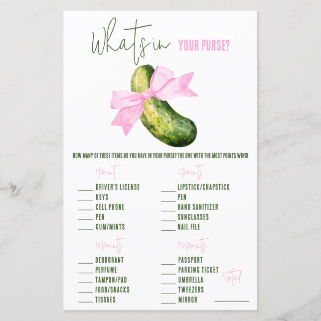 Letztes Pickle wird sie kitzeln, was in Purse Game (Vorderseite)