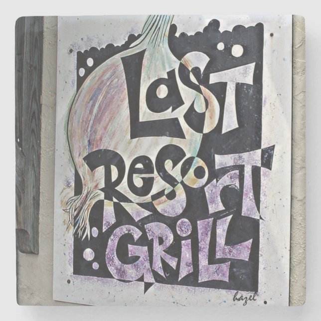 Letztes Resort Athens Georgia Marmorstein Unterset Steinuntersetzer (Vorderseite)