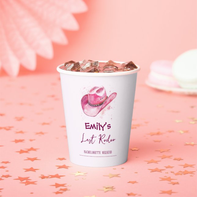 Letztes Rodeo Bachelorette Wochenende | Pink Paper Pappbecher (Insitu)