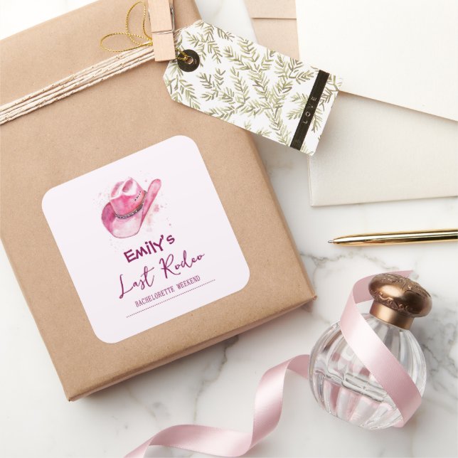 Letztes Rodeo Bachelorette Wochenende | Rosa Aufkl Quadratischer Aufkleber (Schenken)