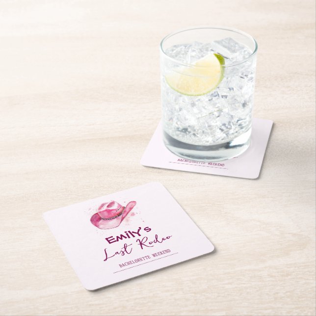 Letztes Rodeo Bachelorette Wochenende | Rosa Unter Rechteckiger Pappuntersetzer (Vor Ort)