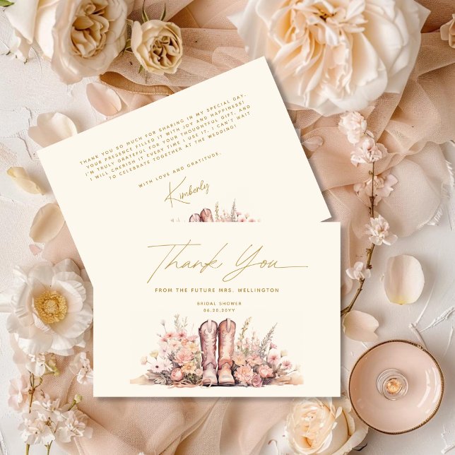 Letztes Rodeo Boots Floral Cowgirl Brautparty Dankeskarte (Von Creator hochgeladen)