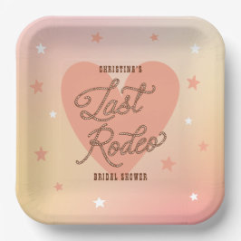 Letztes Rodeo Cowgirl Herz Niedlich Peach Brautpar Pappteller