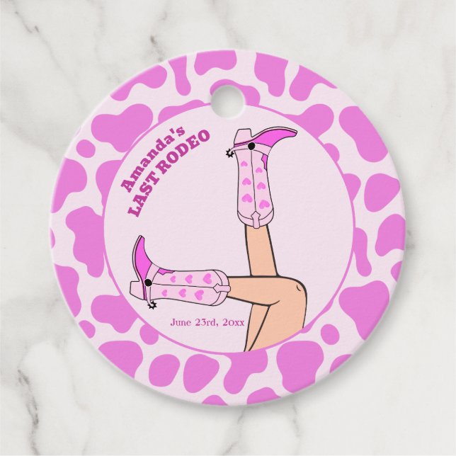 Letztes Rodeo Pink Cowgirl Brautparty Party Geschenkanhänger (Vorderseite)